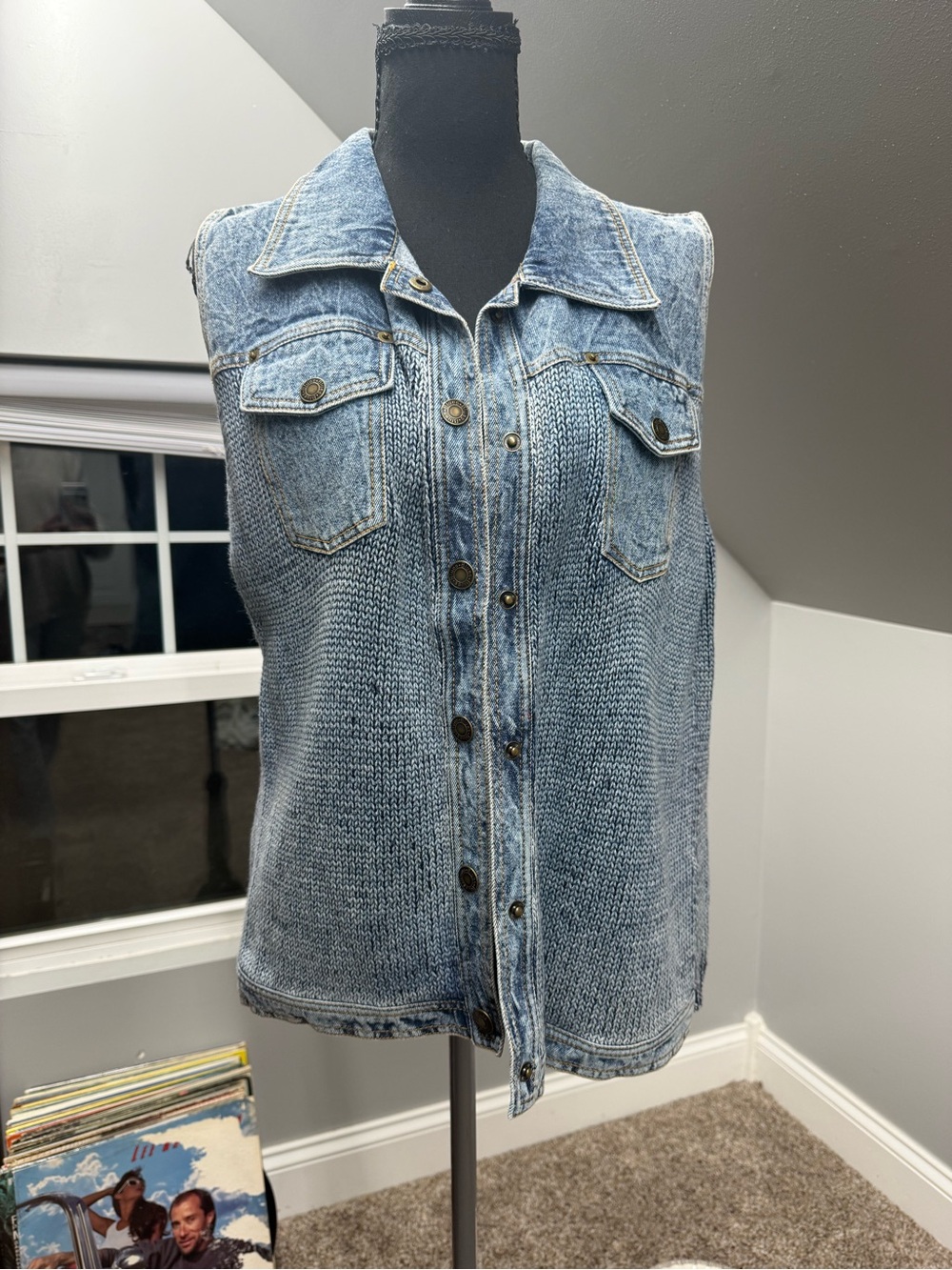 PBJ blues denim and knit vest